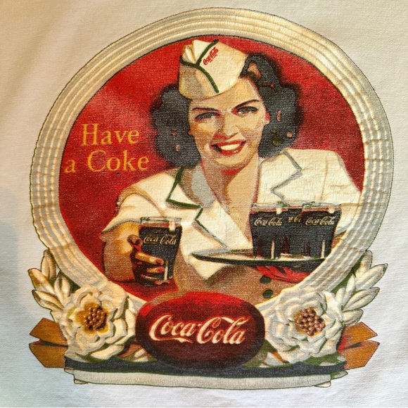 Vintage Coca-Cola Sweatshirt Retro Diner Girl Graphic Pullover Size Large - Picture 9 of 11